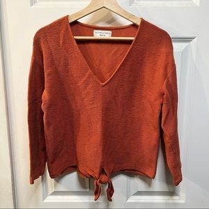 Madewell Ribbed Tie Front Long Sleeve Shirt